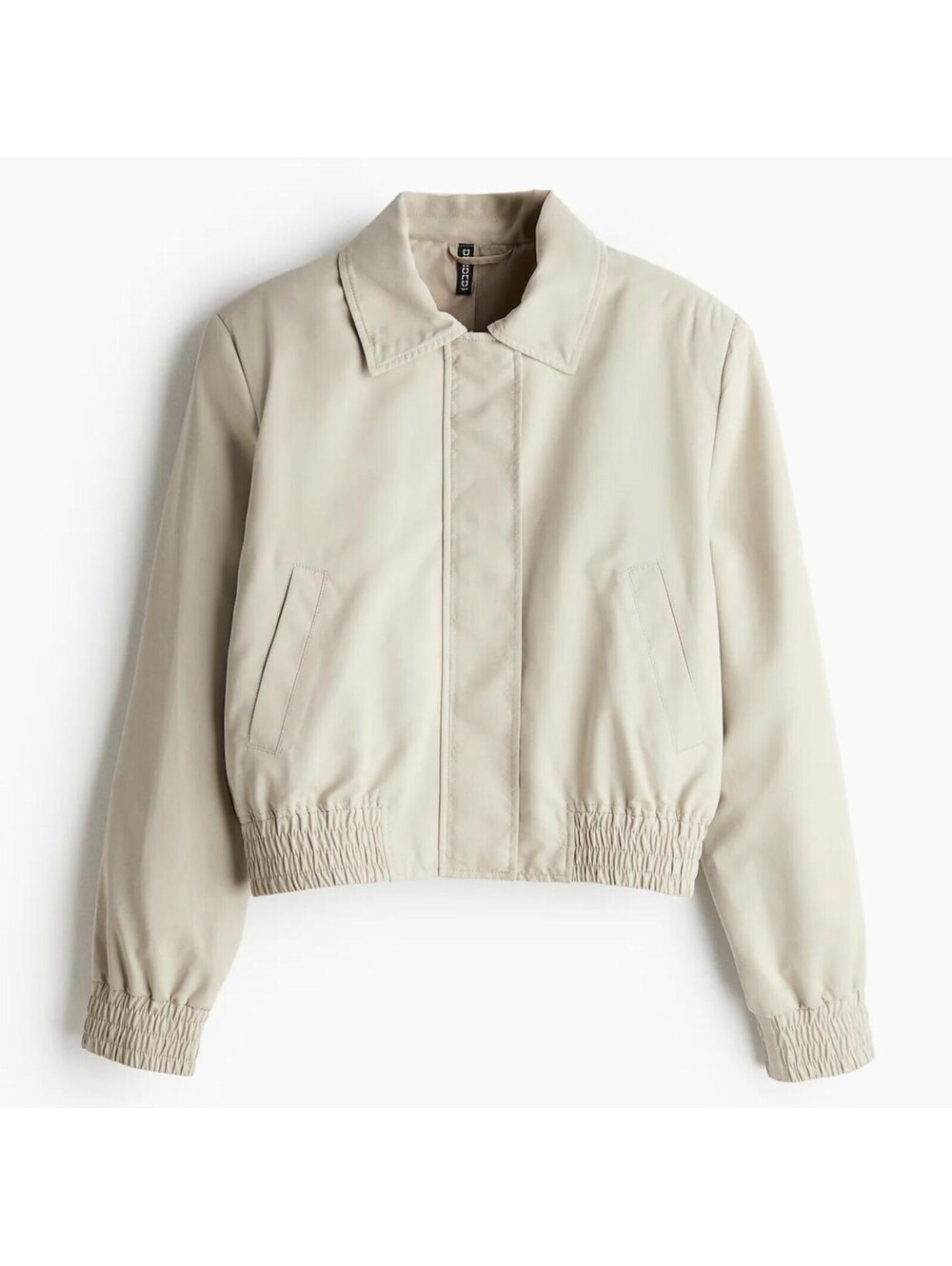 H&M Divided Beige Pilot Bomber Jacket Shoulder Pads Cropped Size M